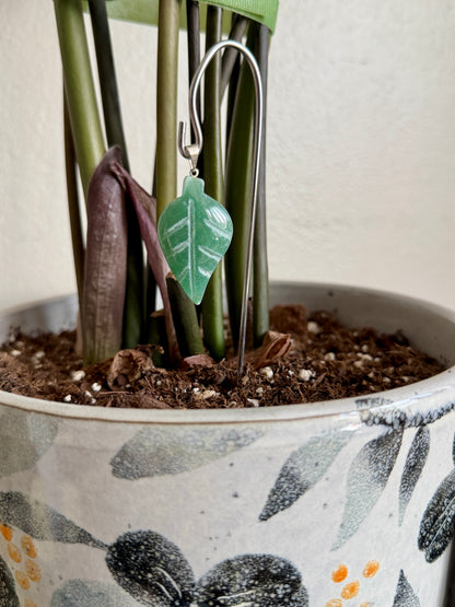 Green Quartz Gemstone Leaf Plant Accent