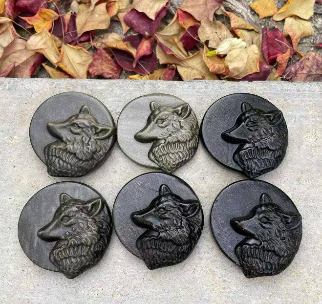 Golden Sheen Obsidian Wolf Carving Stone