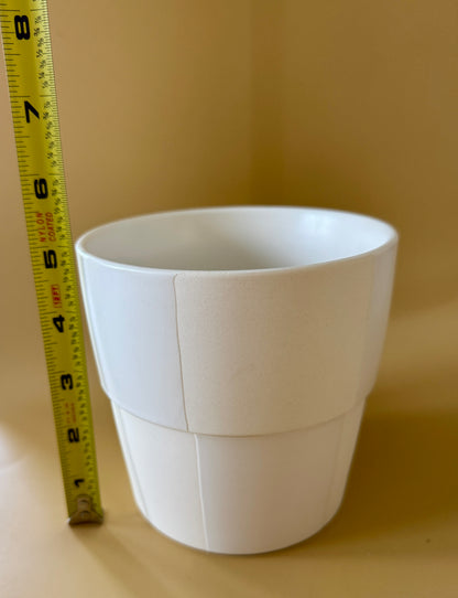 Minimal White Checkered Planter — 5” x 5”