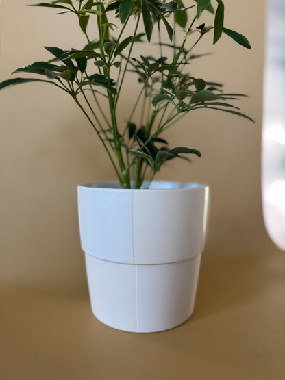 Minimal White Checkered Planter — 5” x 5”