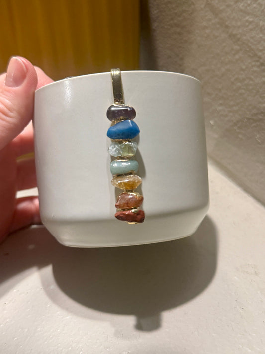 White Ceramic Pot with Aligned Chakra Pendant