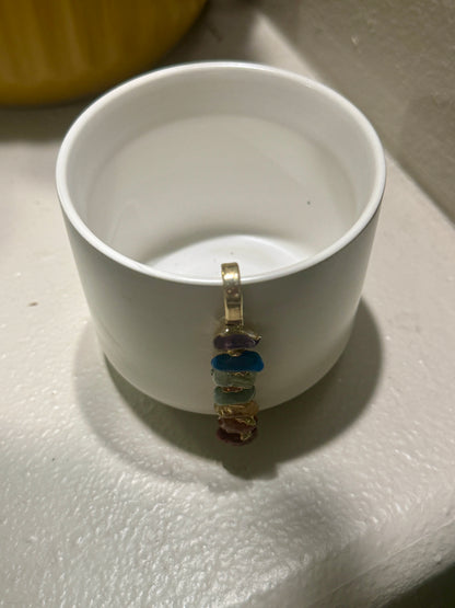 White Ceramic Pot with Aligned Chakra Pendant