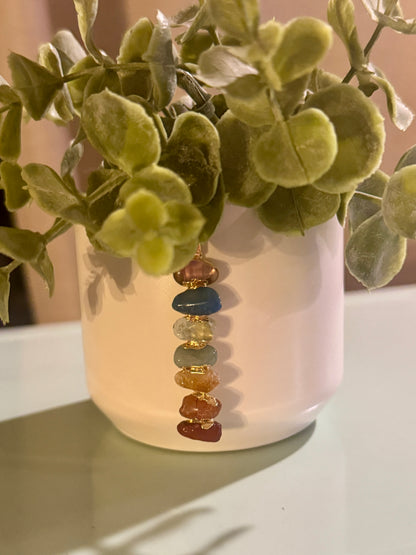 White Ceramic Pot with Aligned Chakra Pendant
