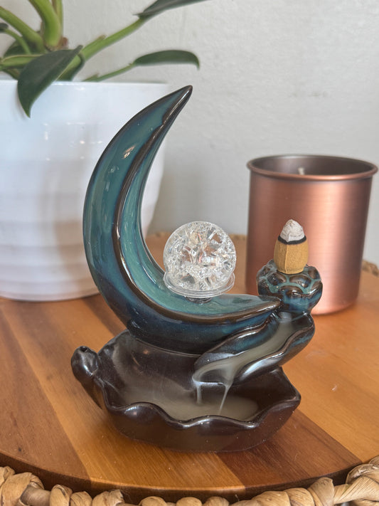 Crescent Moon Waterfall Incense Burner