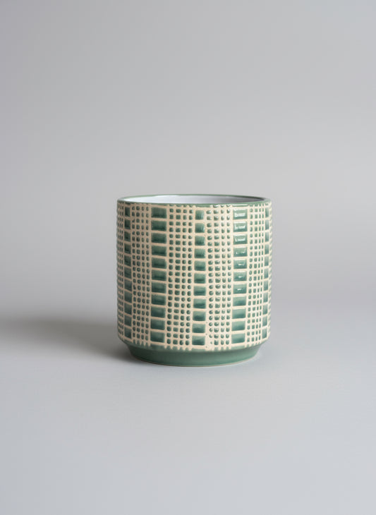 Textured Sage Ceramic Planter — 6.5” x 6.75”