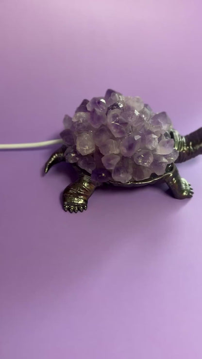 Amethyst Gemstone Turtle Light