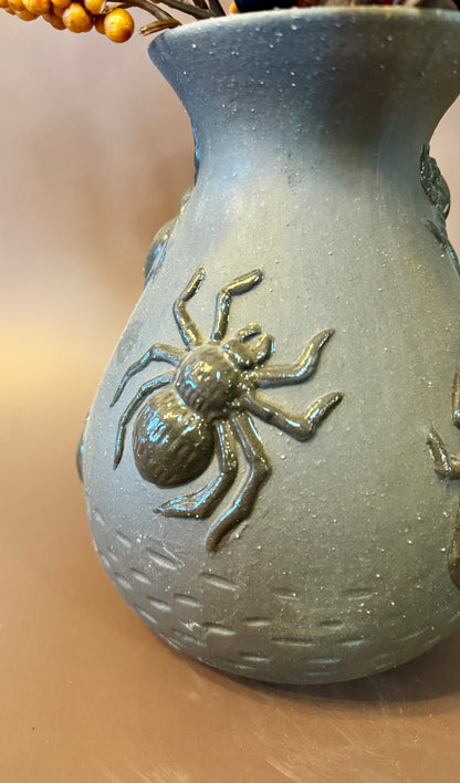 Spider Vase: Matte Charcoal Ceramic