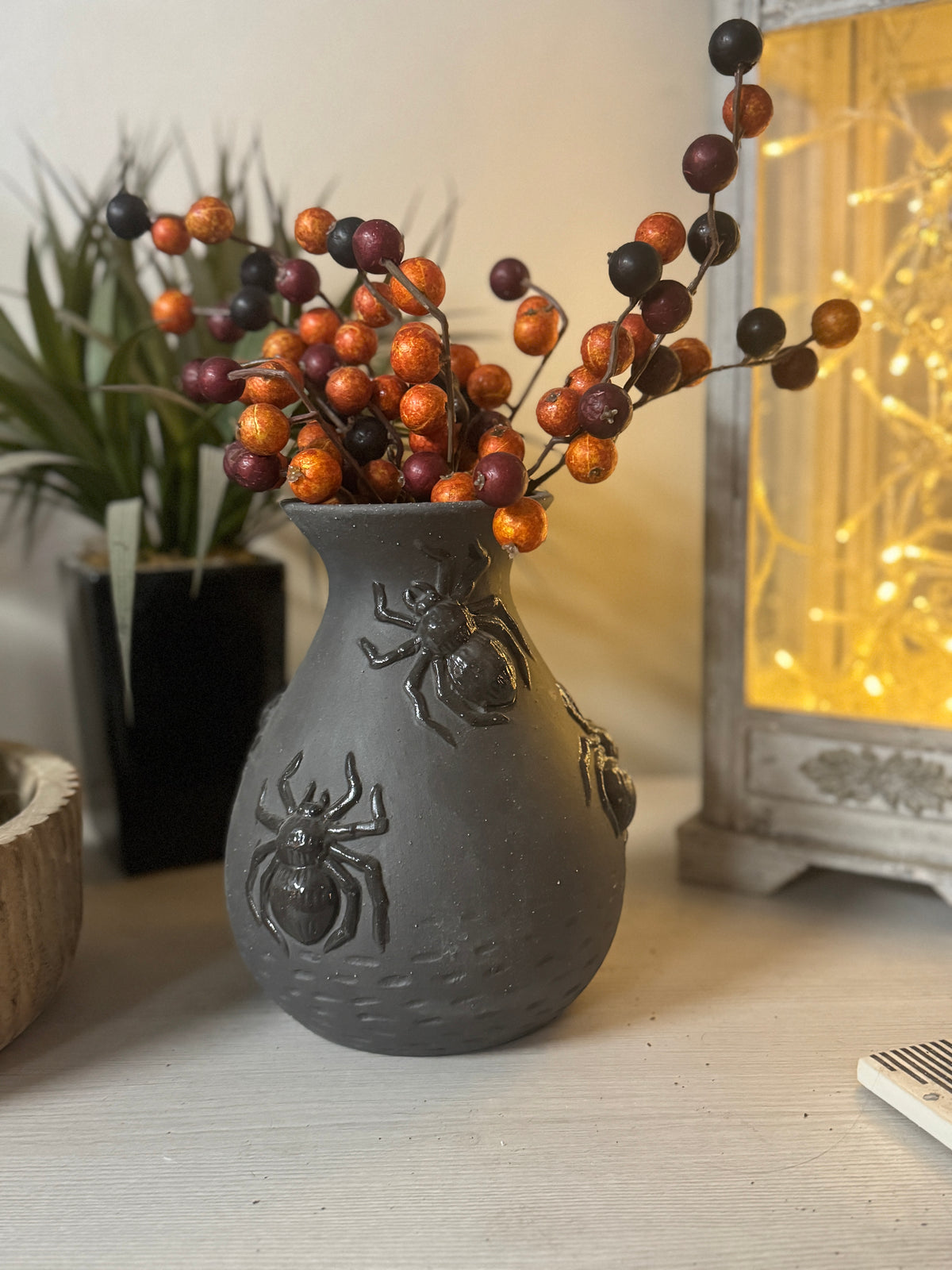 Spider Vase: Matte Charcoal Ceramic